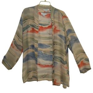 Vintage Citron 2-Piece Silk Jacket & Blouse Matching Set-Stunning condition!